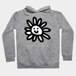 Black and White Daisy Flower Smiley Face Graphic Hoodie